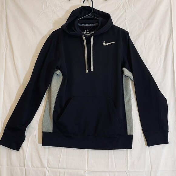 Nike Therma-FIT Hoodie Mens Small Black Gray Pullover Sweatshirt Athletic‎ Warm - Picture 1 of 11